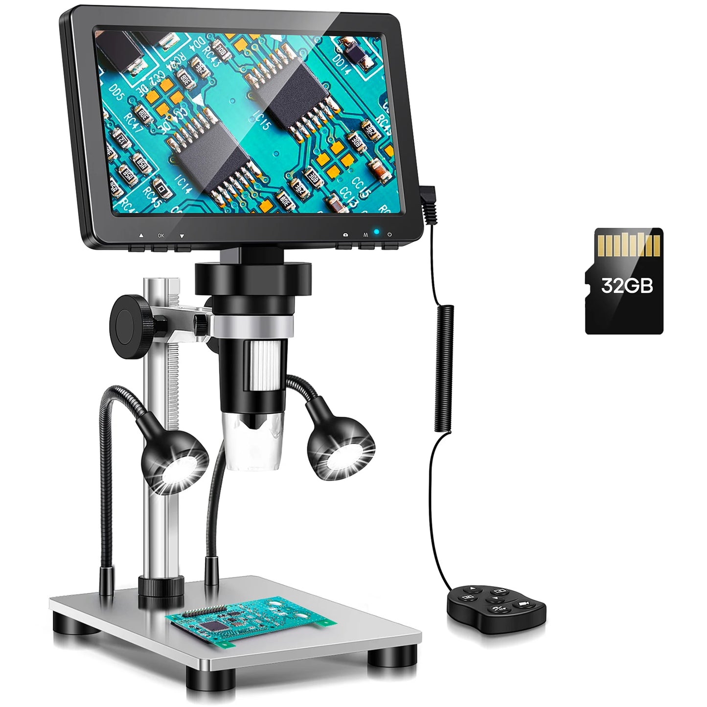 7" LCD Microscope 1200X 1080P Digital Microscope Video Recorder Camera For PCB