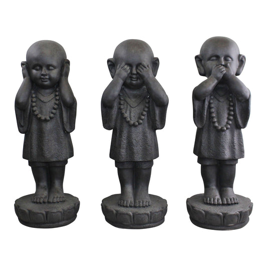 Set of 3 Stone Effect Monks Home Decor