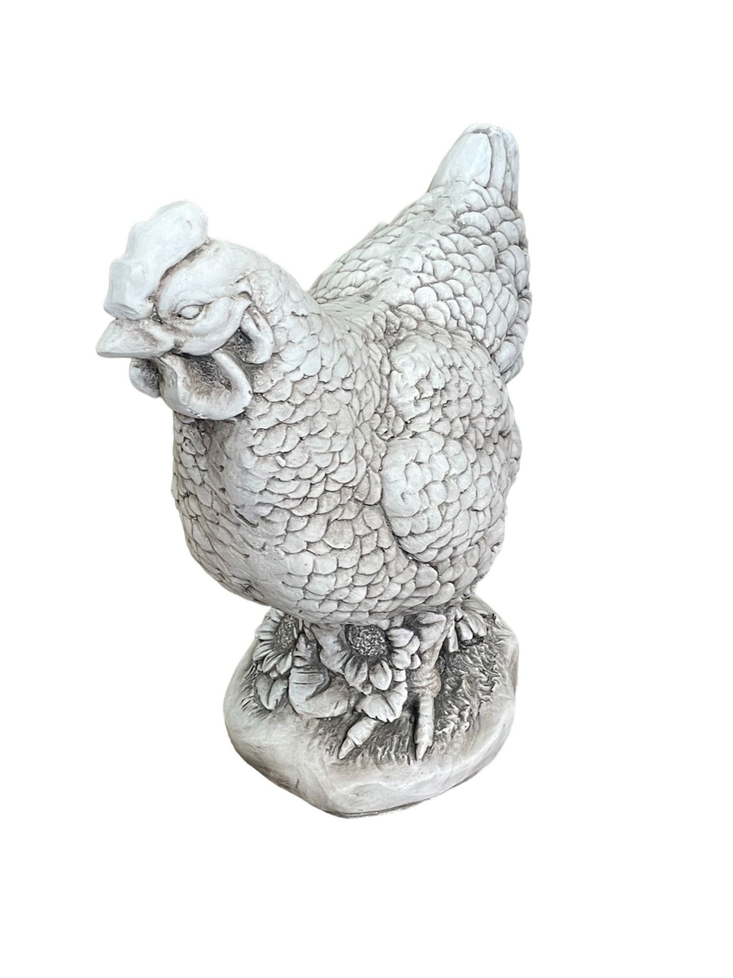 White Stone Effect Hen Statue Decorative Farm Animal Figurine for Home & Garden