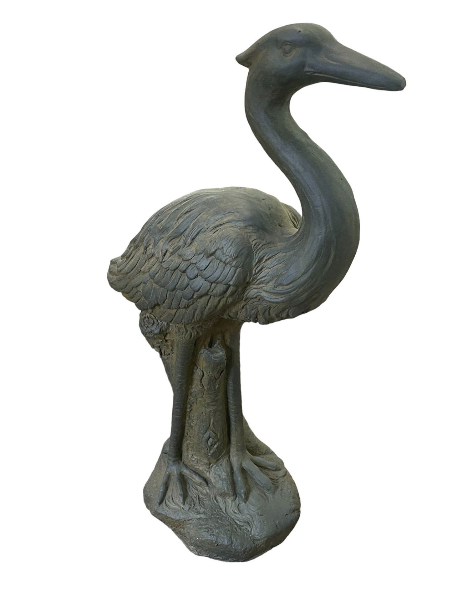 Stone Effect Grey Heron Garden Statue Decorative Outdoor Bird