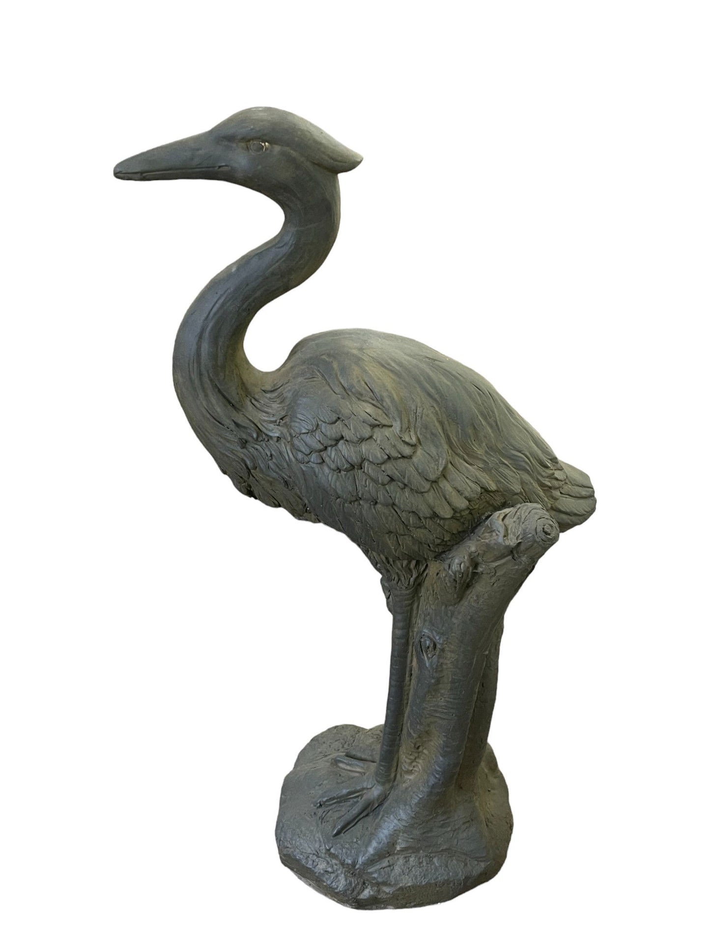 Stone Effect Grey Heron Garden Statue Decorative Outdoor Bird