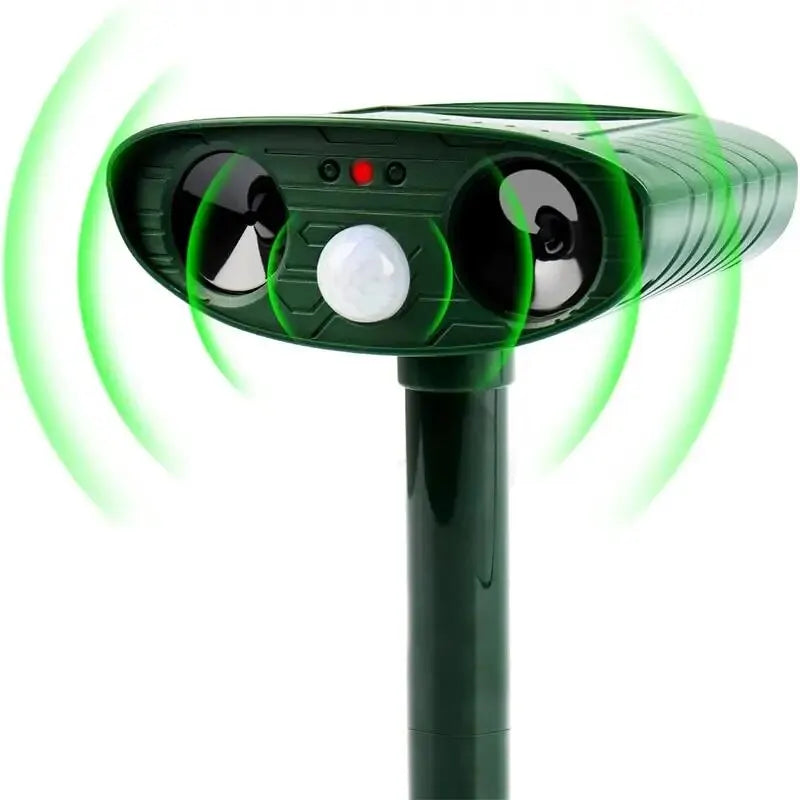 Ultrasonic Solar Cat Dog Repellent Fox Pest Scarer Deterrent Repeller Garden