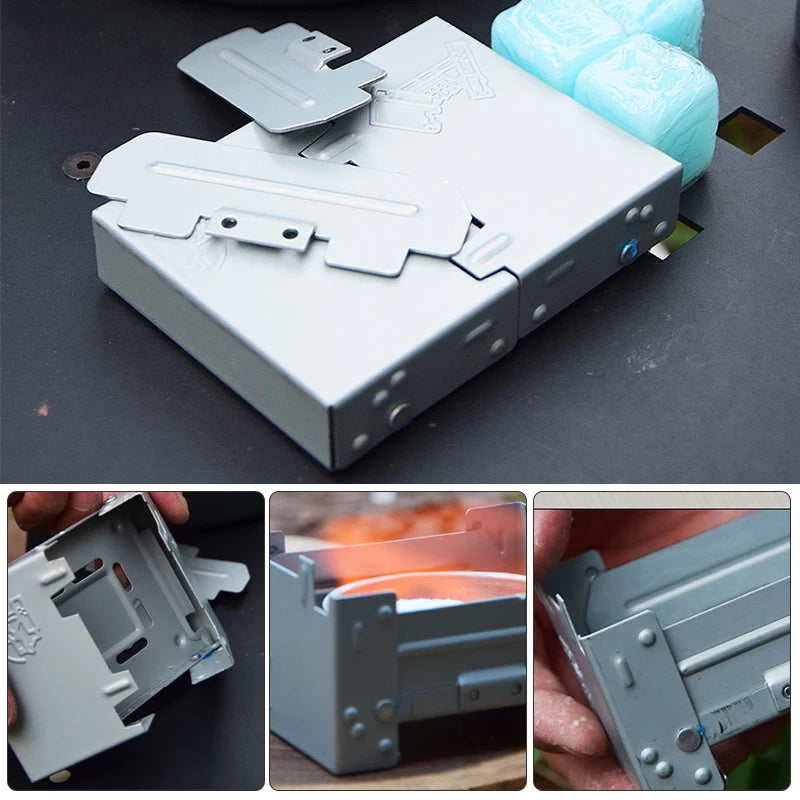 Portable Solid Alcohol Fuel Folding Furnace - Mini Picnic Camping Stove Burner
