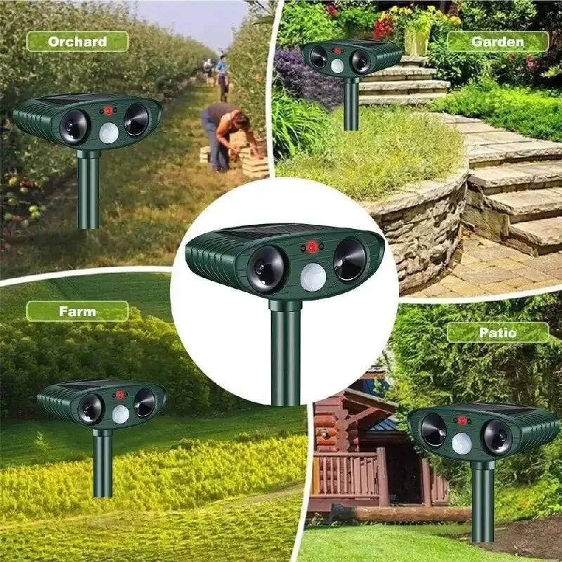 Ultrasonic Solar Cat Dog Repellent Fox Pest Scarer Deterrent Repeller Garden