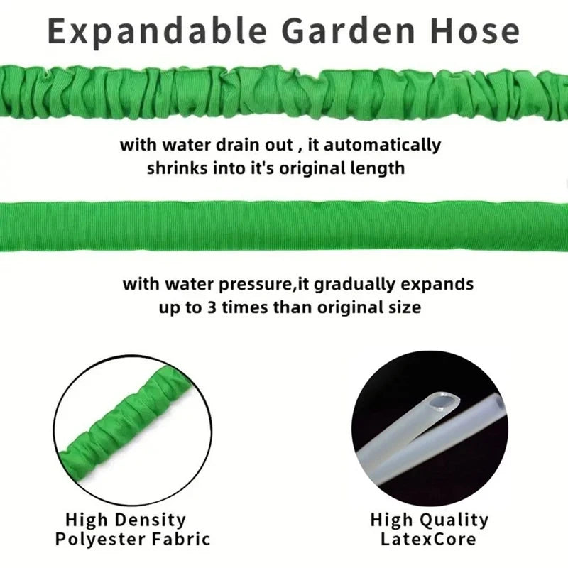 Expandable Garden Hose Pipe Anti Kink With 7 Function Water Spray Gun Magic Hose