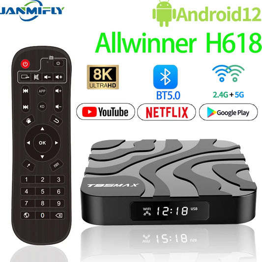 T95 MAX Android 12 TV Box 16/32/64GB Quad Core HD 6K HDMI WIFI Media Player