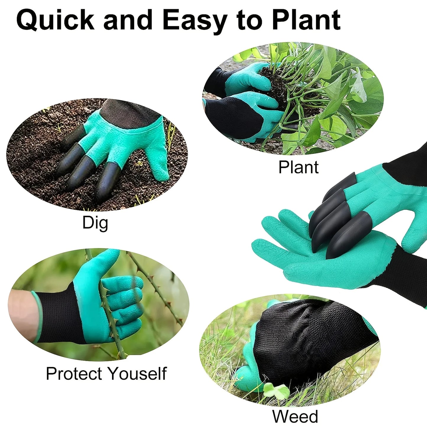 Garden Digging Gloves 2 pairs ABS Claws For Digging Planting Gardening Raking