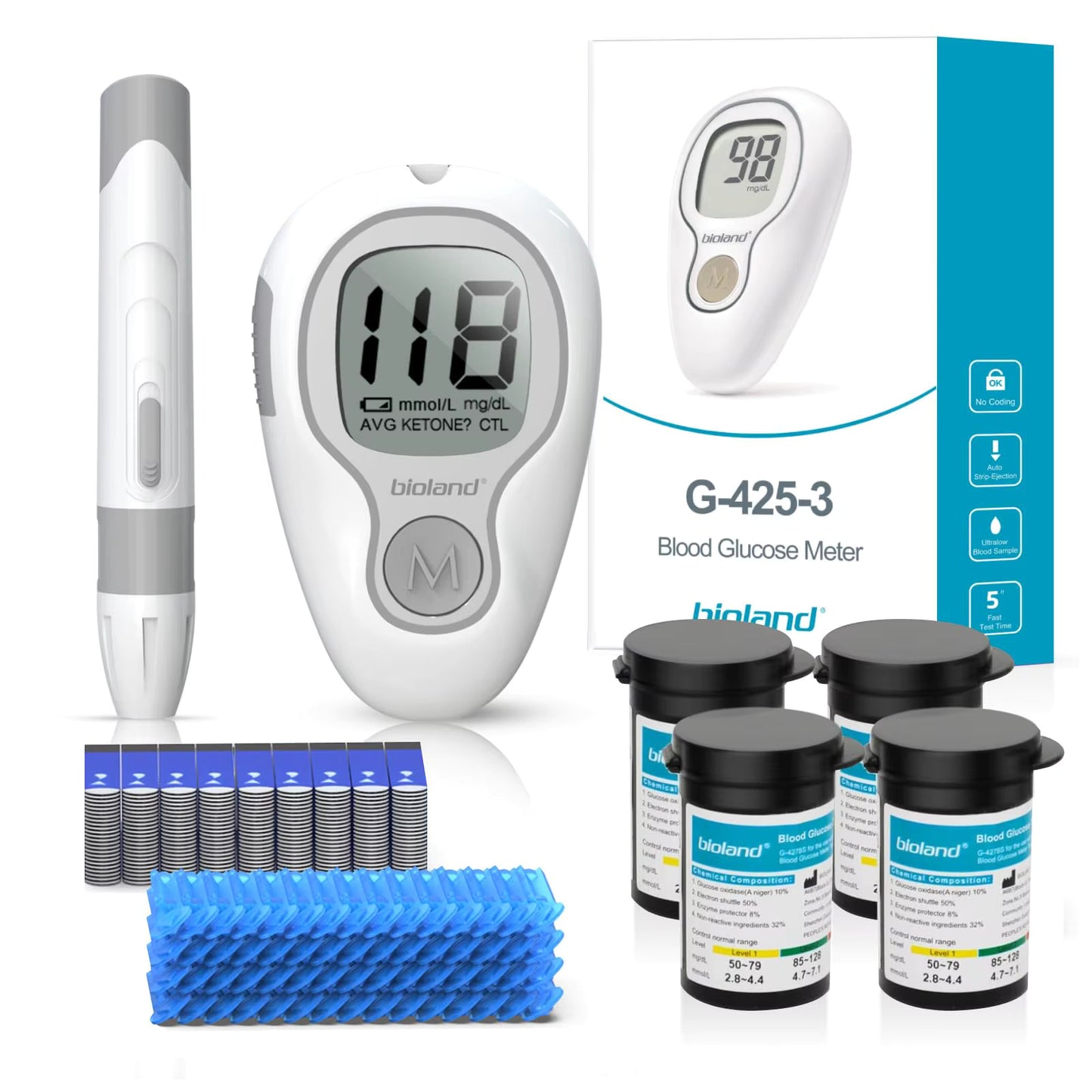 Diabetes Sugar Meter Blood Glucose Monitor Testing Kit or Test Strips UK
