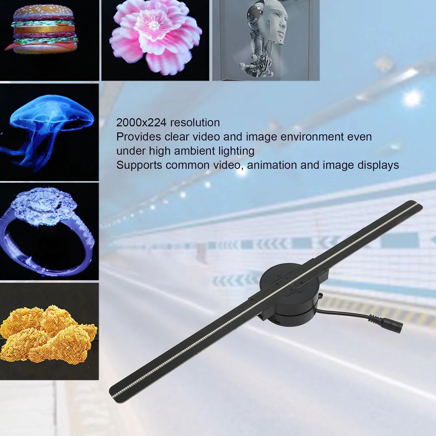 3D Hologram Fan Projector 42cm LED Display Unique Visual Effect