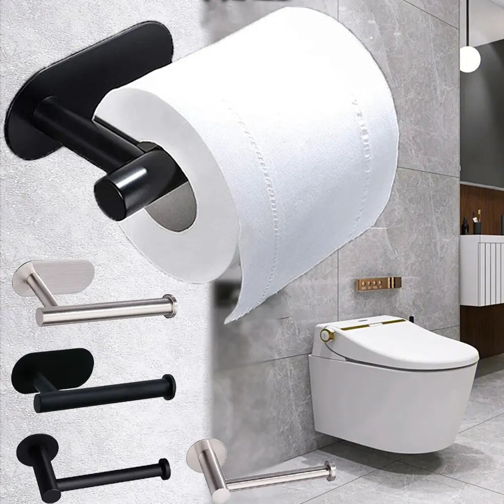 Stainless Steel Toilet Roll Paper Holder Strong Self Adhesive Stick Wall Mount