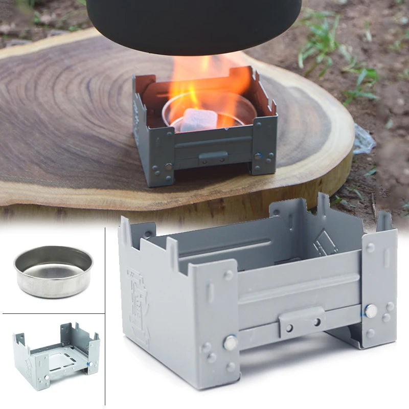 Portable Solid Alcohol Fuel Folding Furnace - Mini Picnic Camping Stove Burner