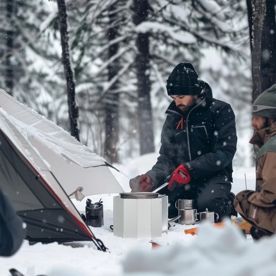 Camping Stove Windscreen - Compact Folding Outdoor Gas Burner Shield