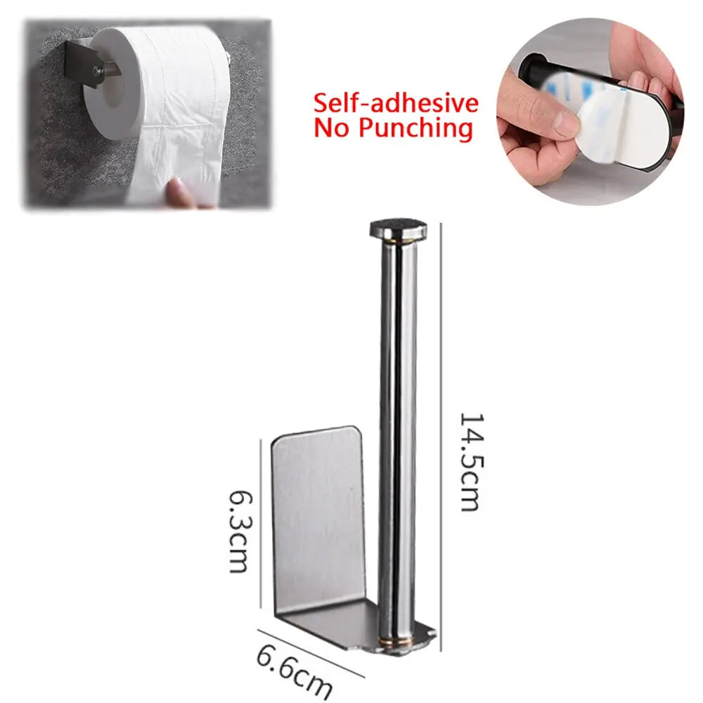 Stainless Steel Toilet Roll Paper Holder Strong Self Adhesive Stick Wall Mount