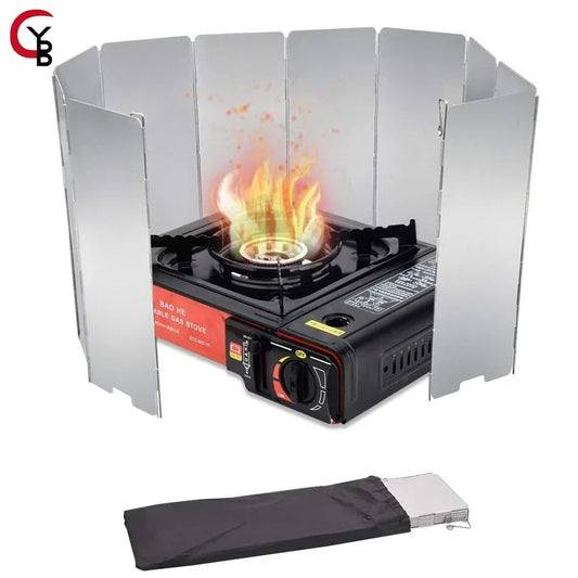 Camping Stove Windscreen - Compact Folding Outdoor Gas Burner Shield