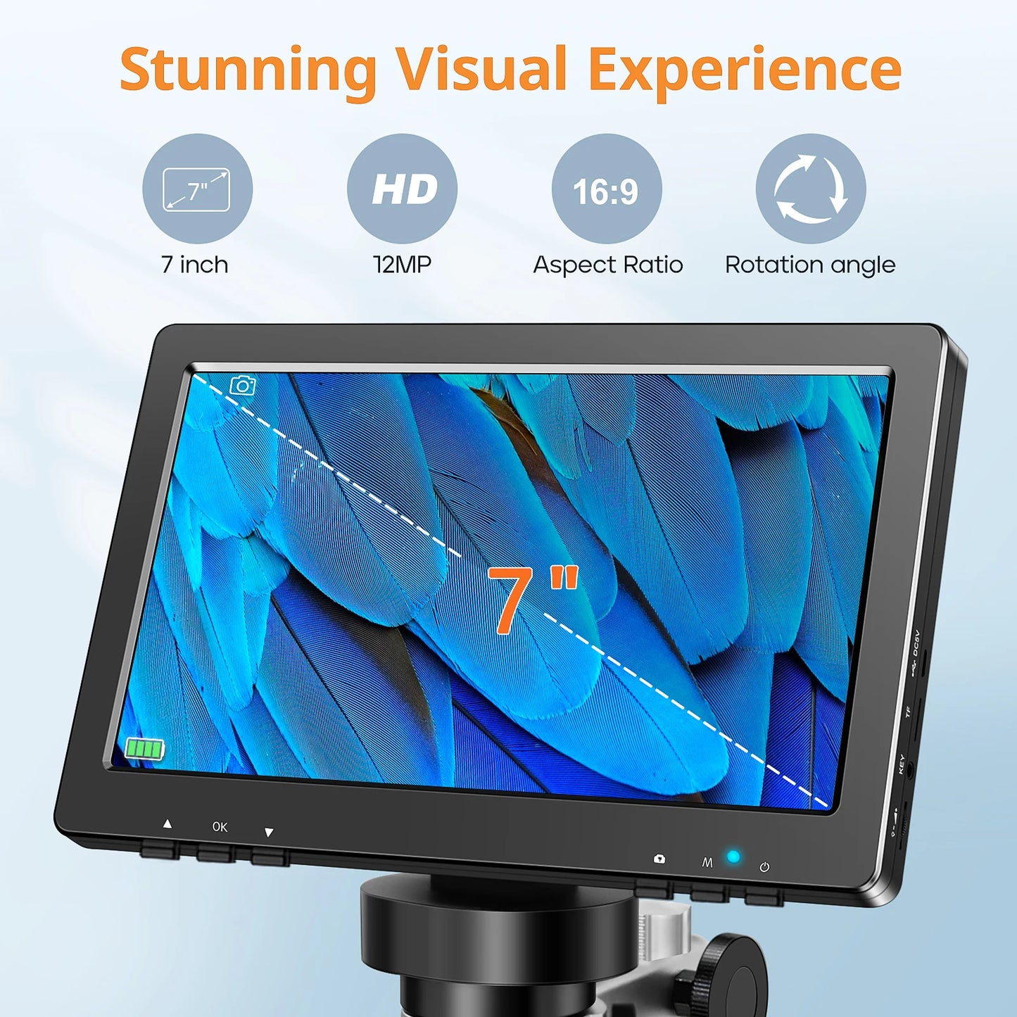 7" LCD Microscope 1200X 1080P Digital Microscope Video Recorder Camera For PCB
