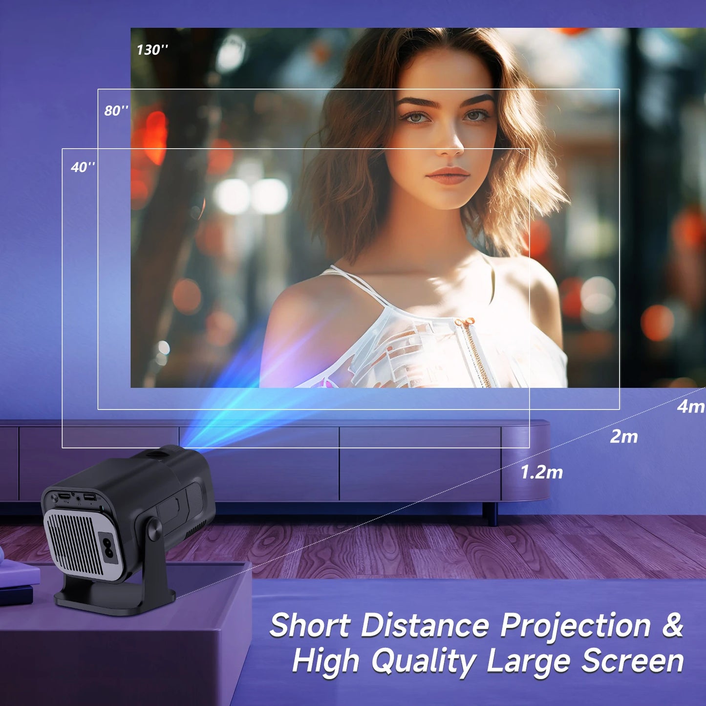 4K Projector Android 5G WIFI Mini Bluetooth Office Home Theatre HDMI USB