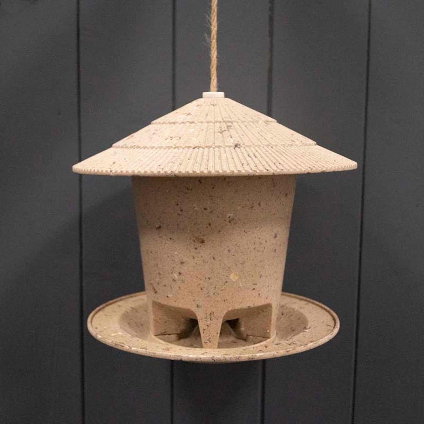 Eco Friendly Deluxe Round Bird Feeder Made from Coffee Husks