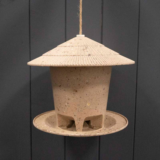 Eco Friendly Deluxe Round Bird Feeder Made from Coffee Husks