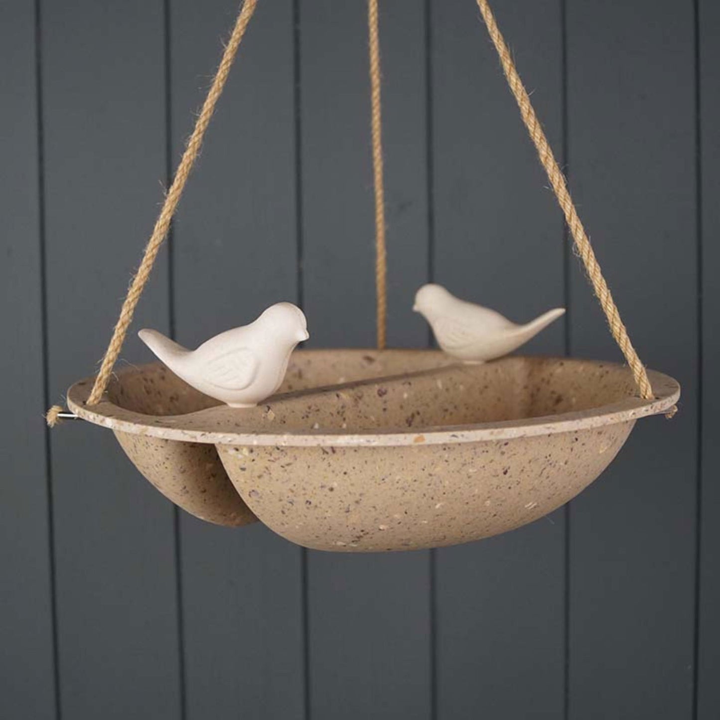 Earthy Coffee Husks Hanging Bird Bath & Feeder 27cm Perfect for Garden Decor
