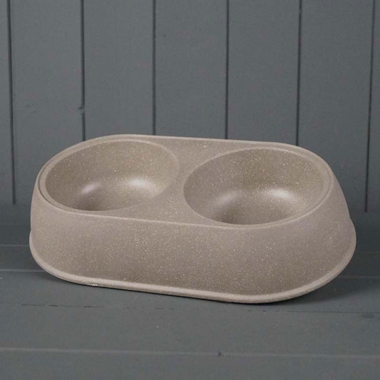 EcoFriendly Large Duo Pet Bowl Straw Material 31x18cm for Dogs and Cats