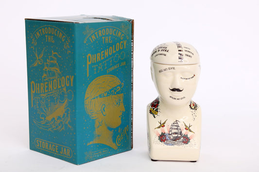 Small Ceramic Phrenology Head Storage Unique Home Decor Collectible