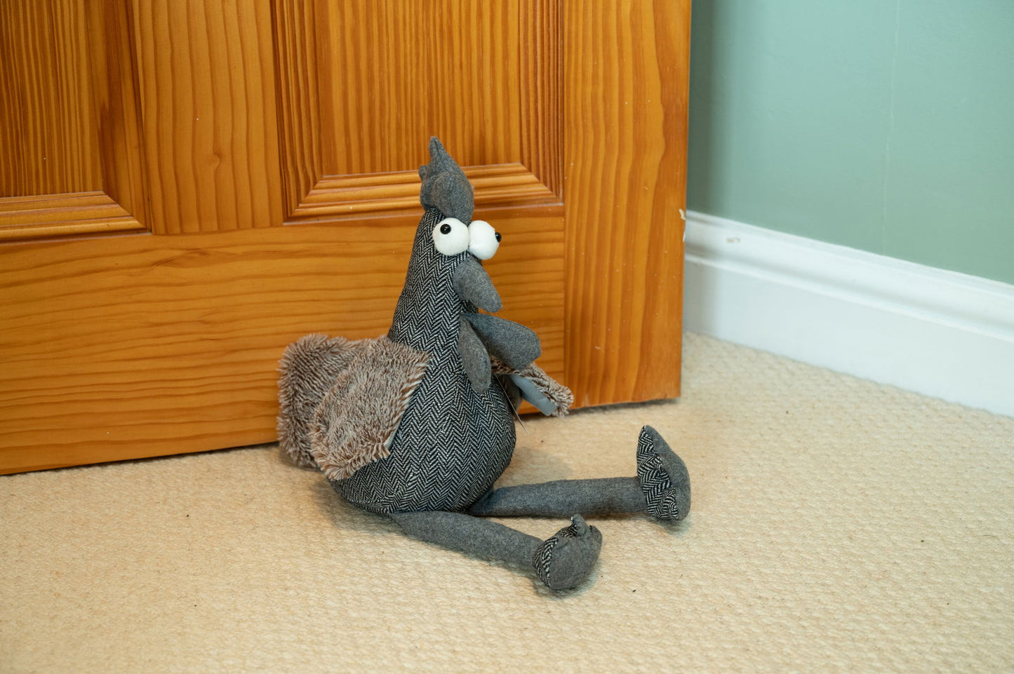 36cm Grey Chicken Fabric Doorstop Cute Home Decor Unique Gift Idea