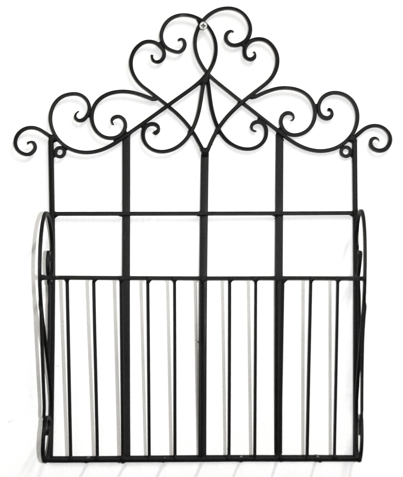 Black Scroll Wall Hanging Magazine Rack Organizer for Home Decor