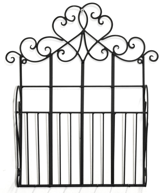 Black Scroll Wall Hanging Magazine Rack Organizer for Home Decor